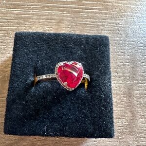 925 Sterling Silver Ring Heart Ruby Cz Simulated Gemstone Jewelry Size 7